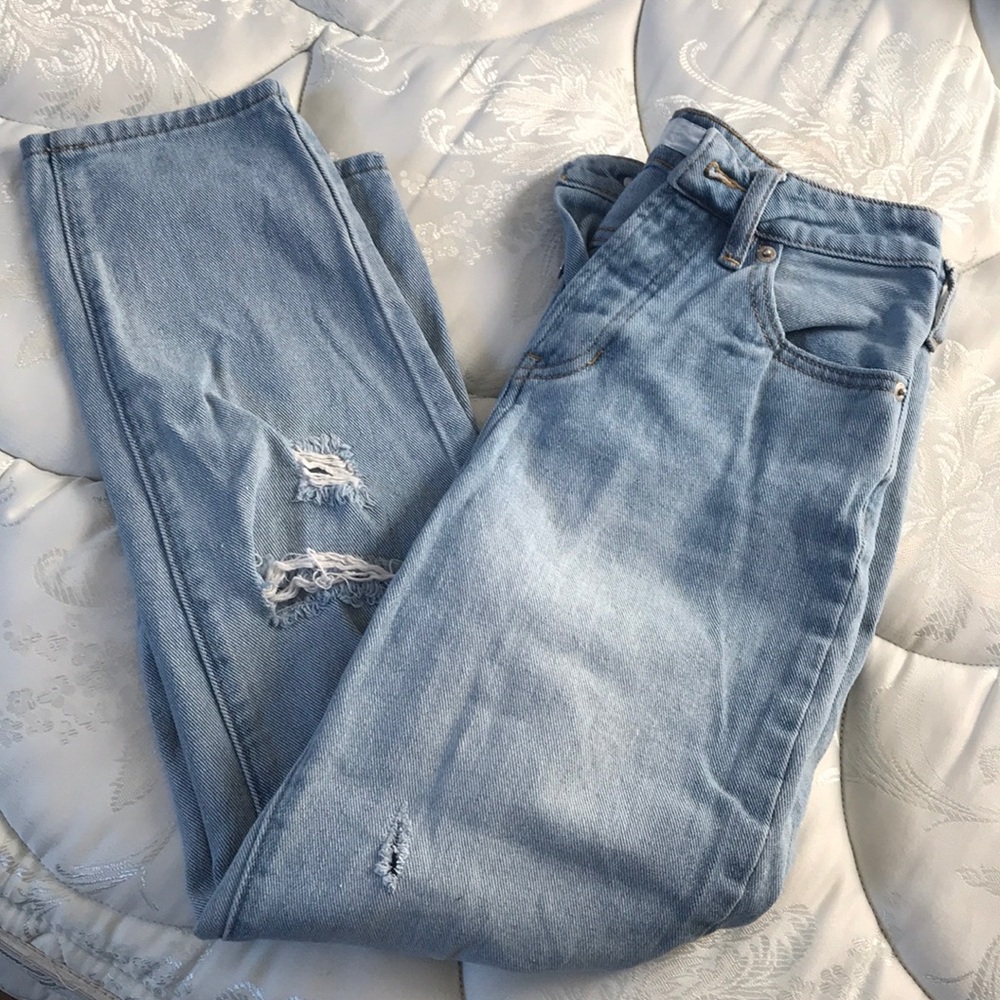 Light Wash, Ripped Boyfriend Jeans